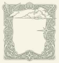 vintage frame for design elements, decoration, printing with art deco and art nouveau style