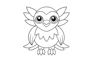Cute owl with big eyes for coloring book page