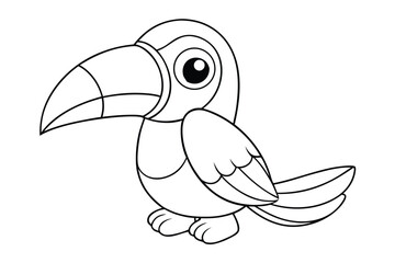 Cartoon toucan in a coloring book style