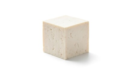 Cube of tofu isolated on white background