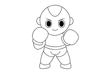 Cute boxer cartoon character ready to fight