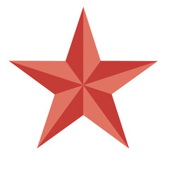Red star icon isolated on transparent background 