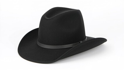 Black stetson hat on a white background, suitable for fashion display