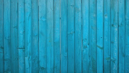 Naklejka premium Background of blue painted wooden fence boards, functional texture for layout and design