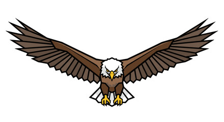 Obraz premium Bald eagle soaring illustration vector image for graphic design and wildlife art projects with wings spread wide