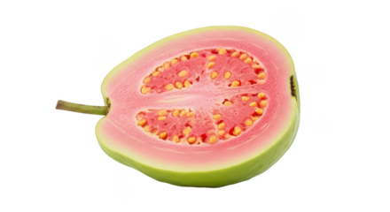 Fresh Pink Guava Half Isolated On Black Background