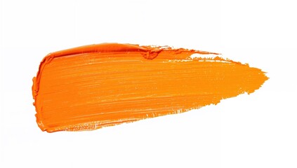 Vibrant orange and yellow paint streak on a plain white backdrop