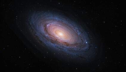 Fototapeta premium Distant spiral galaxy in space showcasing vast arms of stars and cosmic gas, a visual exploration of the universe