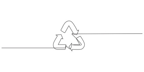 Continuous Line Drawing of a Recycling Symbol