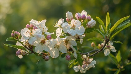 Obraz premium Flowers with white petals, pink and yellow accents, and yellow stamens, seasonal change