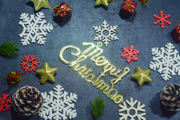 Elegant Christmas background with black and gold decorations, including baubles, stars, and wrapped gifts. Perfect for festive holiday themes, greeting cards, and seasonal promotions