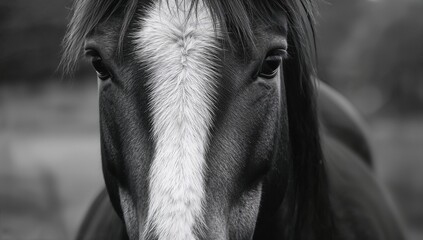 Obraz premium Close-up monochrome horse portrait