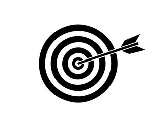 Target icon. Vector flat simple icon of target with arrow. Target with arrow line art icon for apps and websites