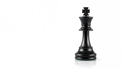Black chess piece on a plain white surface, strategy game element, focused gameplay