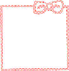 手描きの赤いリボンのハーフトーンフレームvol.1