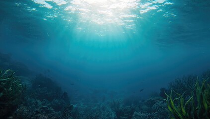 Fototapeta premium Peaceful aquatic environment with empty area for text