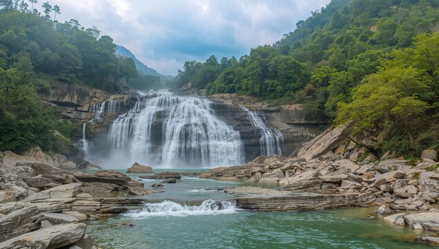 Scenic views of the Tianxingqiao region near the grand waterfalls