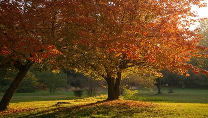 Naklejka premium Autumn Foliage and Seasonal Transformation in the Outdoors
