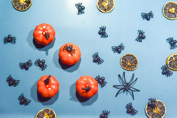 Vibrant Halloween decoration with black and purple background. Perfect for party designs, invitations, or themed content.