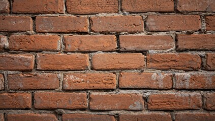 Obraz premium Close-up texture of a weathered brick wall, highlighting erosion risk