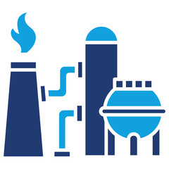 Gas Production Flat Blue Icon