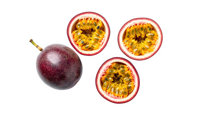 Dual Passion Fruit Compositions Representing Exotic Sweet and Tangy Flavor – isolated on transparent background