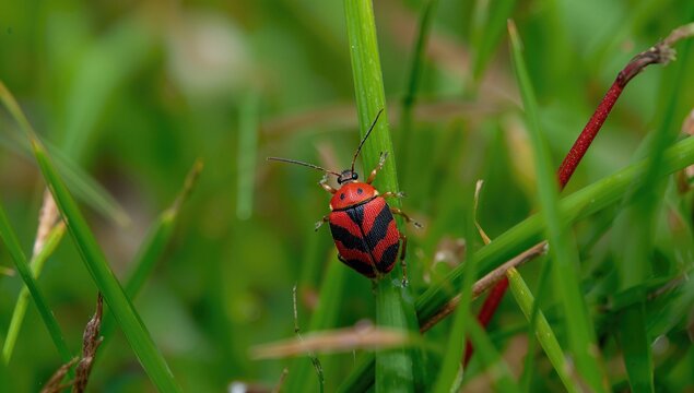Firebug insects on green grass, highlighting erosion risk