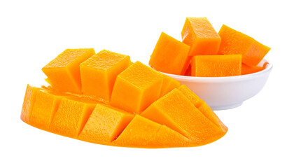 Pair of Whole and Halved Papayas Showcasing Tropical Freshness – isolated on transparent background