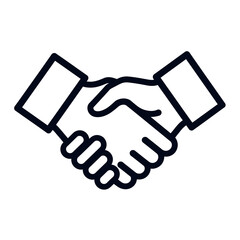 Stylized Handshake Icon - Black Outline, Business Agreement Symbol.