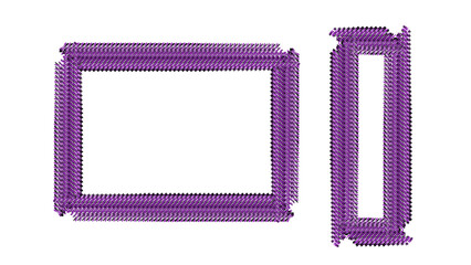Two purple abstract rectangular frames with a textured, dotted line effect isolated on transparent background