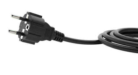 Close-up of a Black European Power Plug.