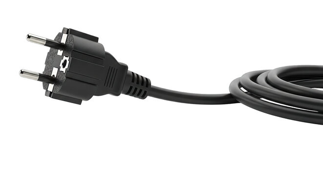 Close-up of a Black European Power Plug.