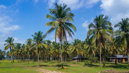 Fototapeta premium Plantation of coconut palm trees in a tropical region