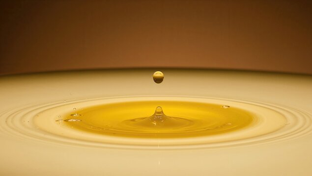 Olive oil or oily cosmetic liquid drips onto a surface, potential skin hydration benefits