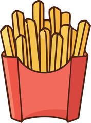 Cartoon French Fries in a Red Container Ready to Eat