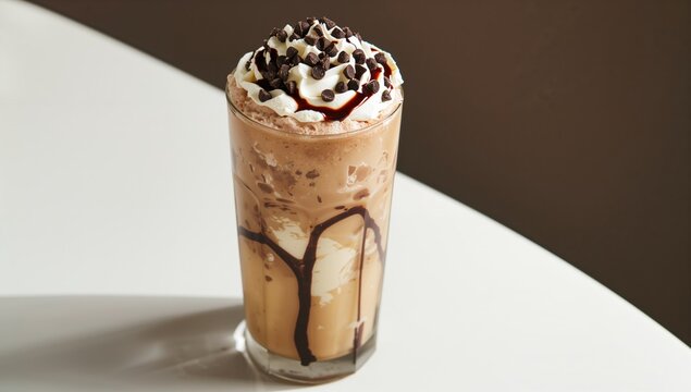Creamy Vanilla Frapp&Atilde;&copy; Garnished with Whipped Cream and Chocolate Chips