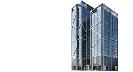 Modern Architecture: Two Skyscrapers with Unique External Support Structures.