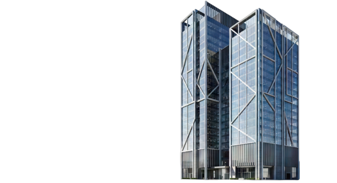 Modern Architecture: Two Skyscrapers with Unique External Support Structures.