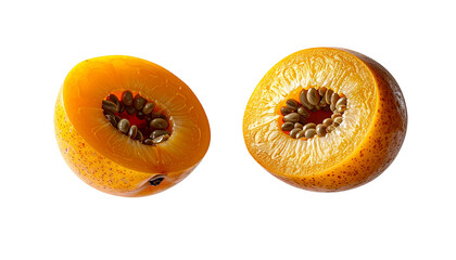 Dual Loquat Compositions Representing Fresh Exotic Fruit – isolated on transparent background
