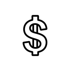 Obraz premium Bold Black Outline of a Dollar Sign Symbol on White.