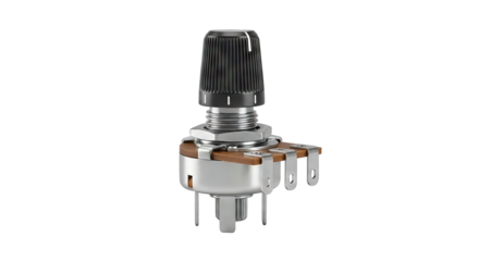 Potentiometer Electronic Component with Black Knob.