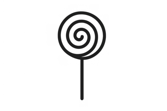 Lollipop candy line icon with a spiral swirl design. Sweet treat and dessert symbol for various concepts, on transparent background
