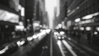 Obraz premium Blurred city lights in black and white, urban density