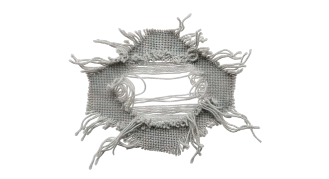 Torn Fabric With Frayed Edges Isolated on White Background.