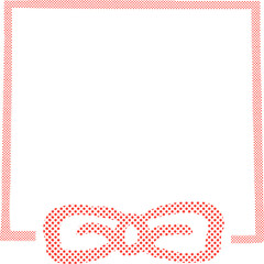 手描きの赤いリボンのハーフトーンフレームvol.3