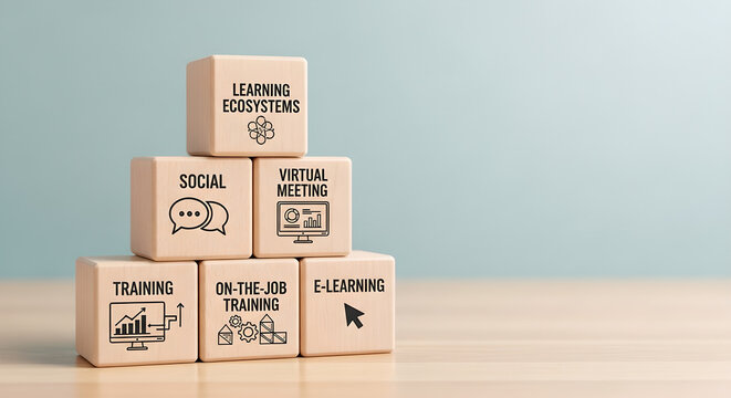 Digital Learning Training Ecosystems Business Development Blocks Copy Space