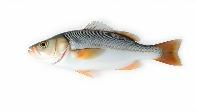 seabass. Fresh sea bass presented on white background, emphasizing quality and simplicity in seafood. menu design, packaging mockups, designed for culinary blogs and recipe cards for restaurants.