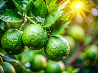Ripe Green Limes in Sunlight