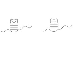 Life jacket icon  continuous one line drawing  outline vector illustration
