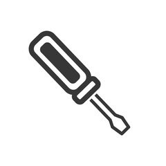 Fototapeta premium Minimalist black line art icon of a diagonal flat-head screwdriver.